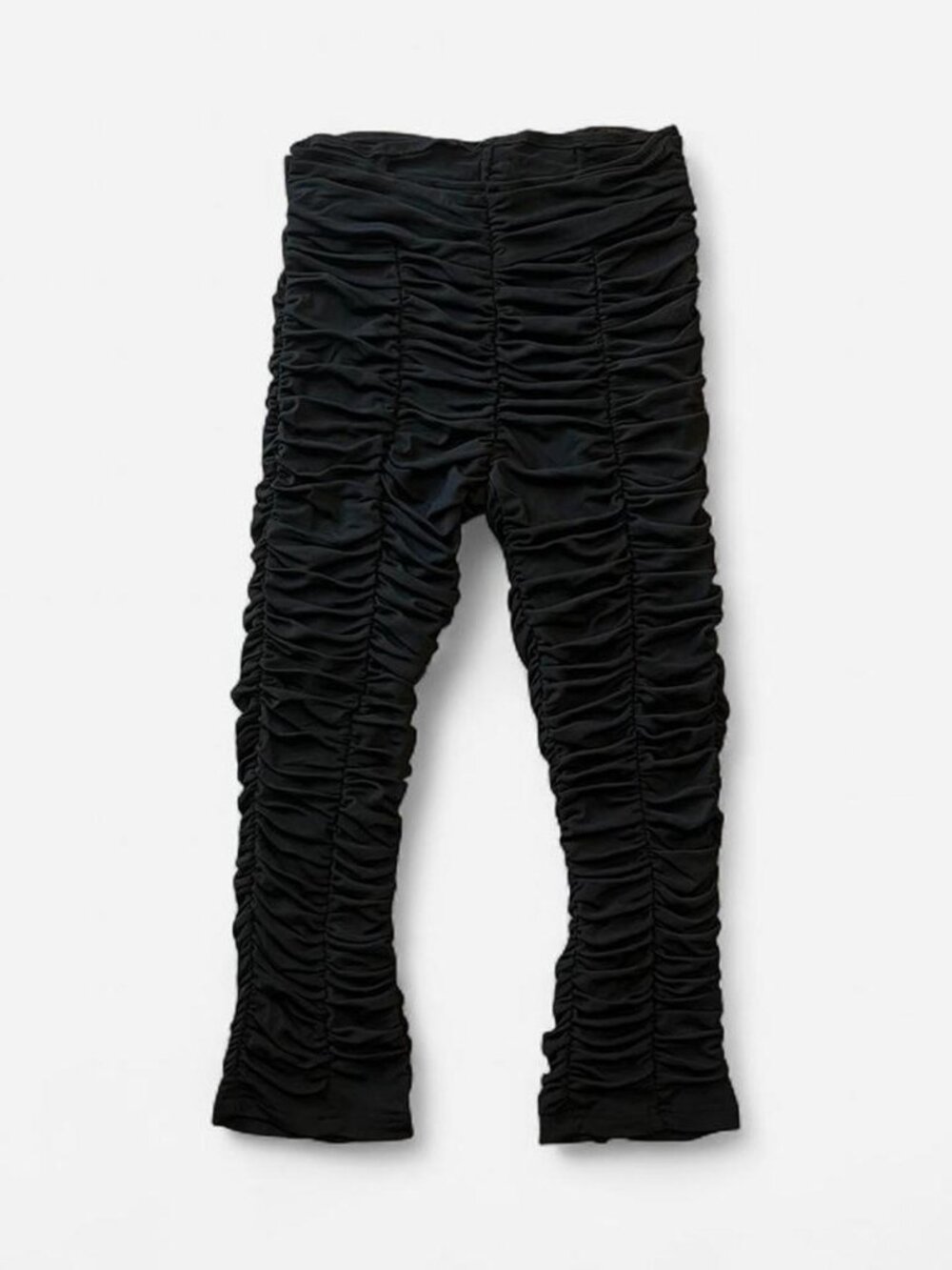 Mesh Ruched Black Capris